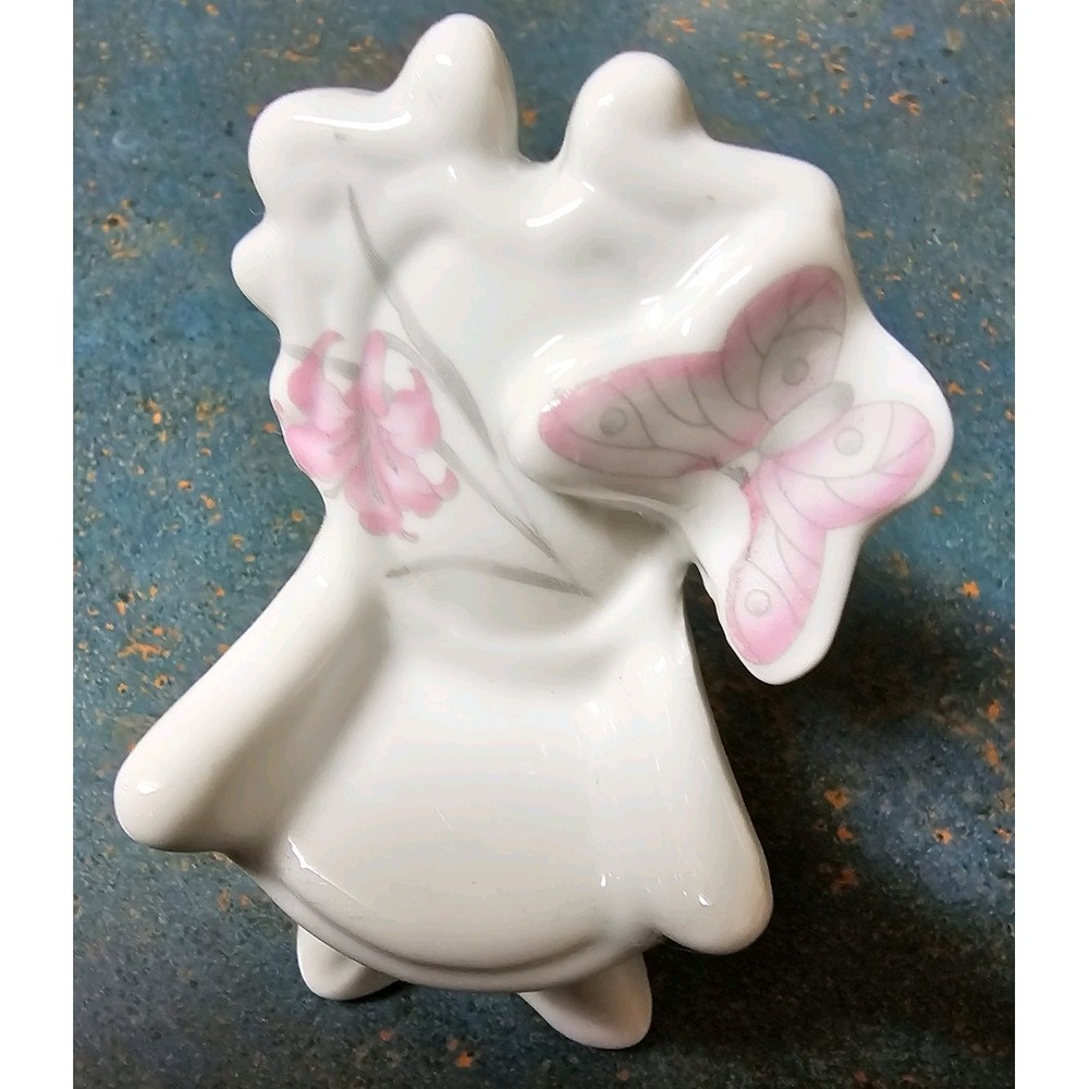 Emson Vintage Porcelain Floral Chair Figurine with Pink Butterfly 4.5 Inch